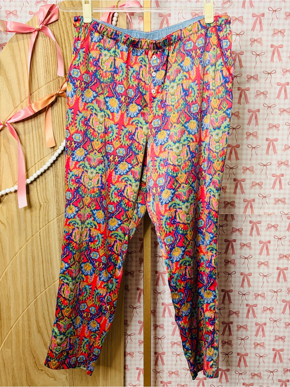 Anthropologie E by Eloise Vibrant Multicolor Print Pajama Pants PJ Sleepwear L